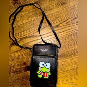 Black Kero Kero Keroppi crossbody bag.
